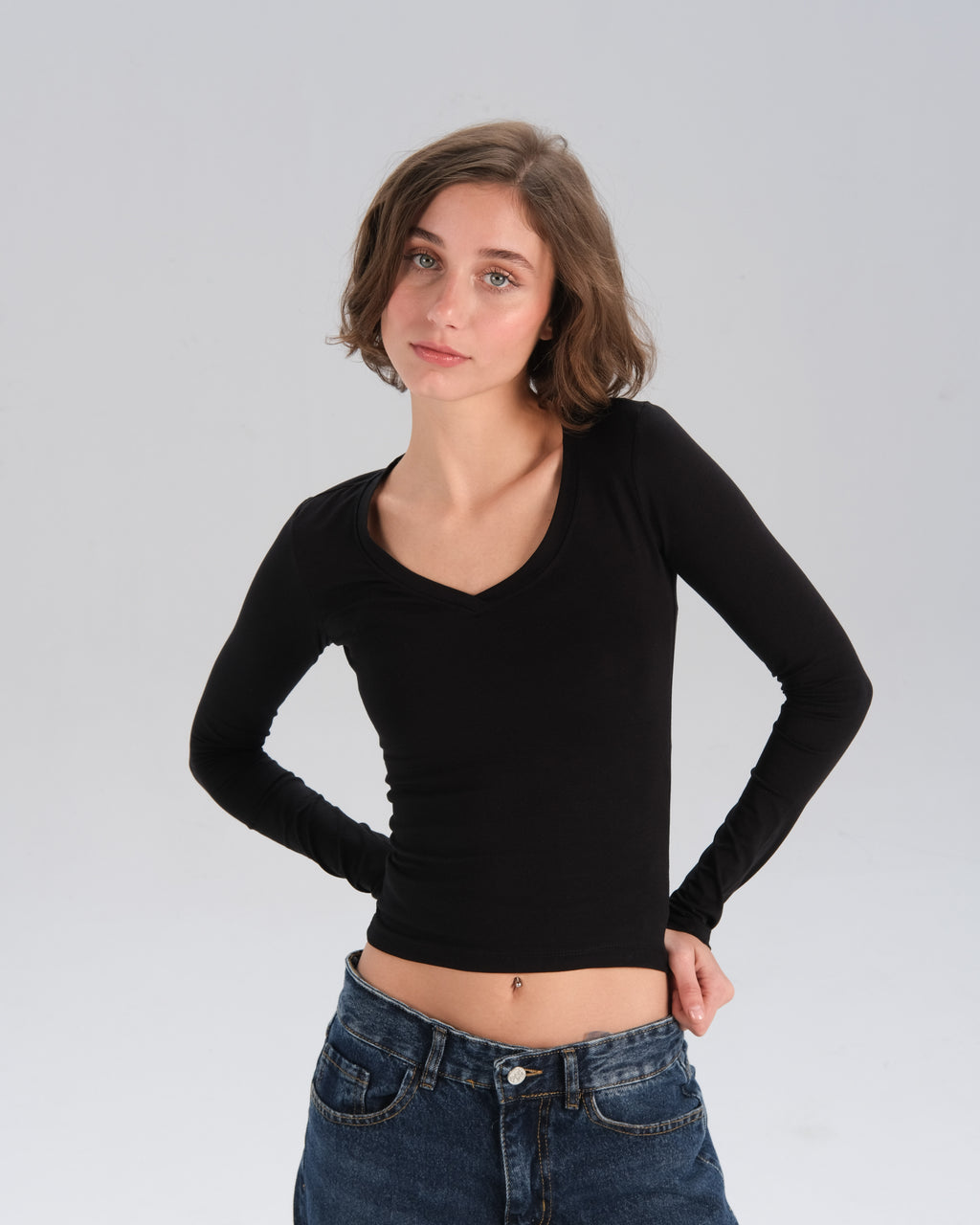 Long Sleeve V-Neck Top