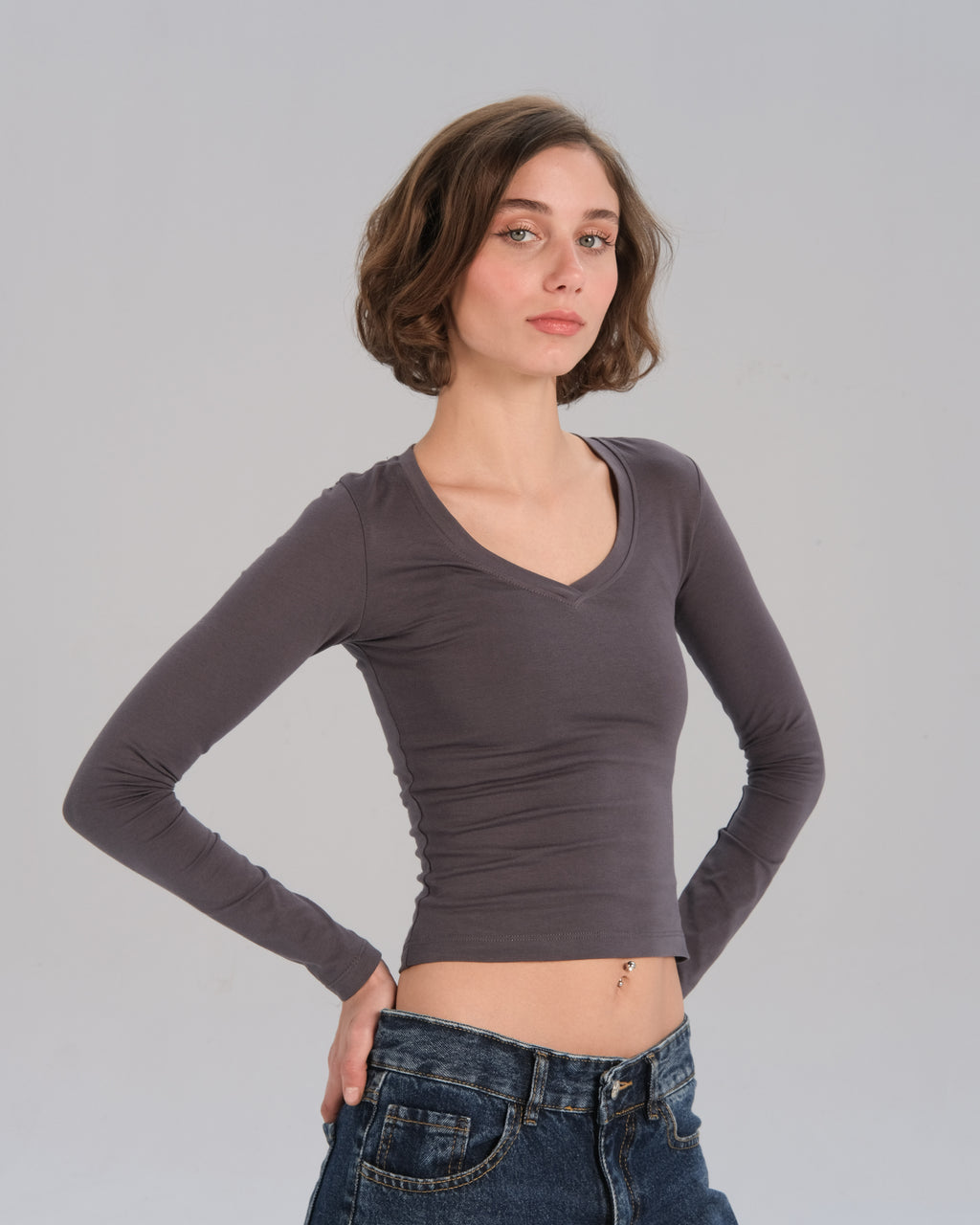 Long Sleeve V-Neck Top