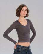 Long Sleeve V-Neck Top