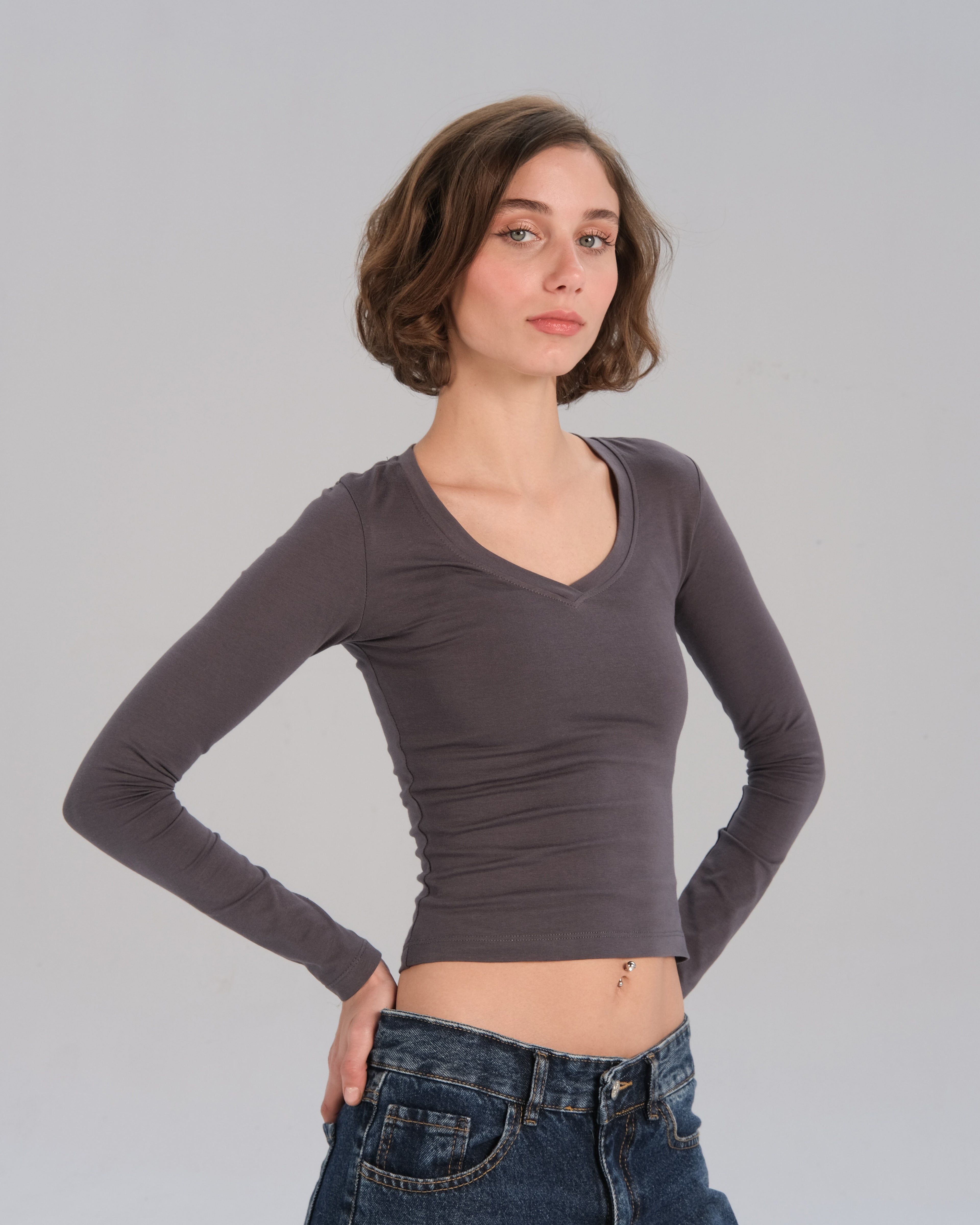 Long Sleeve V-Neck Top