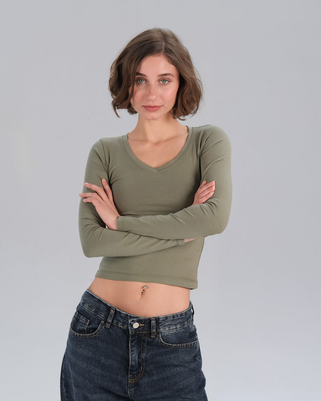 Long Sleeve V-Neck Top