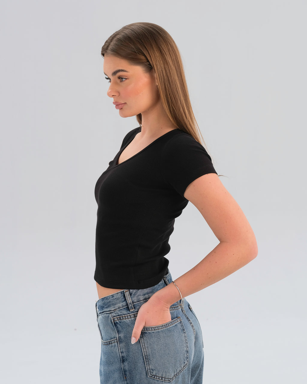 Ribbed V-Neck Top