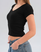 Ribbed V-Neck Top