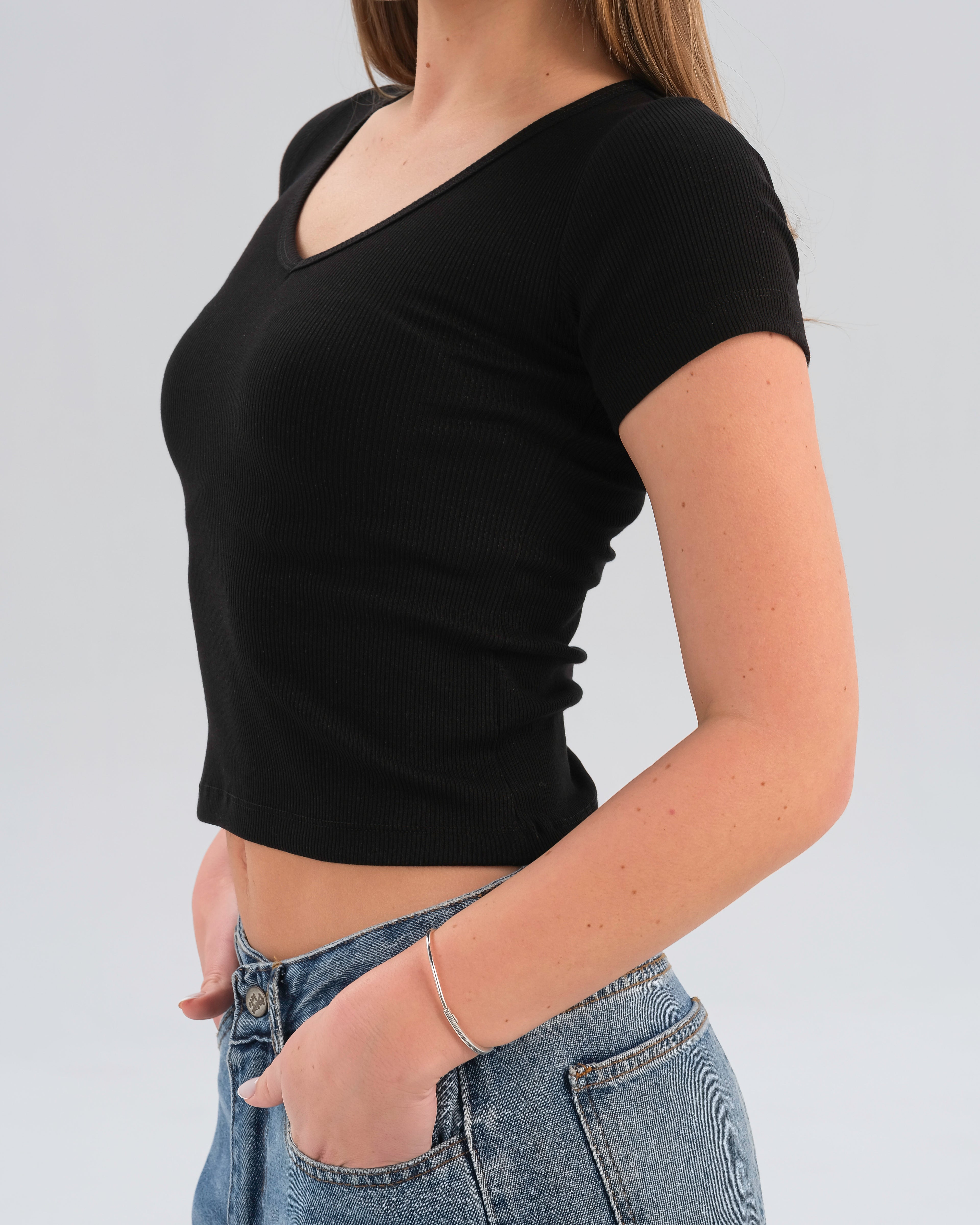 Ribbed V-Neck Top