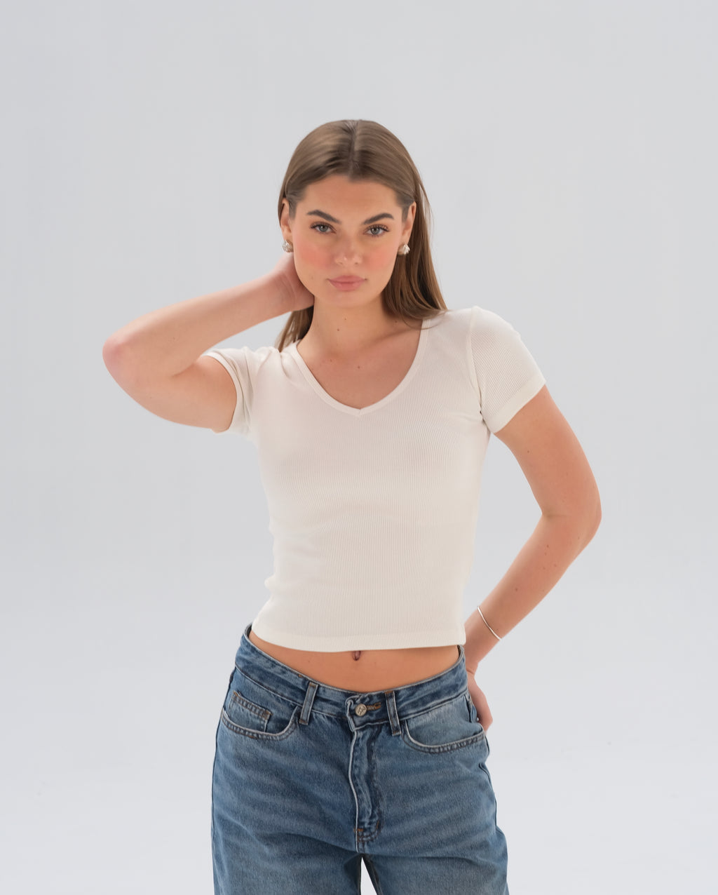 Ribbed V-Neck Top