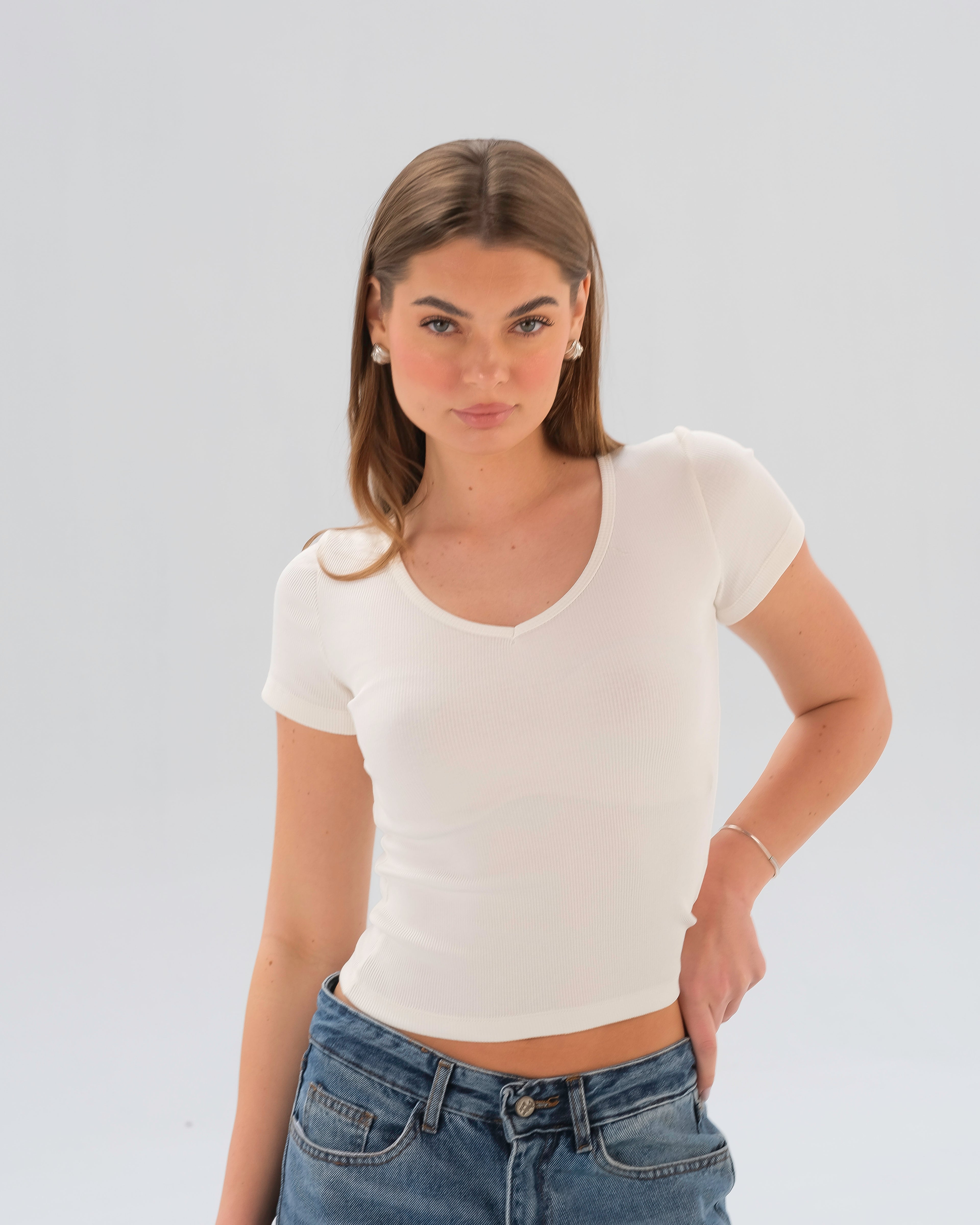 Ribbed V-Neck Top