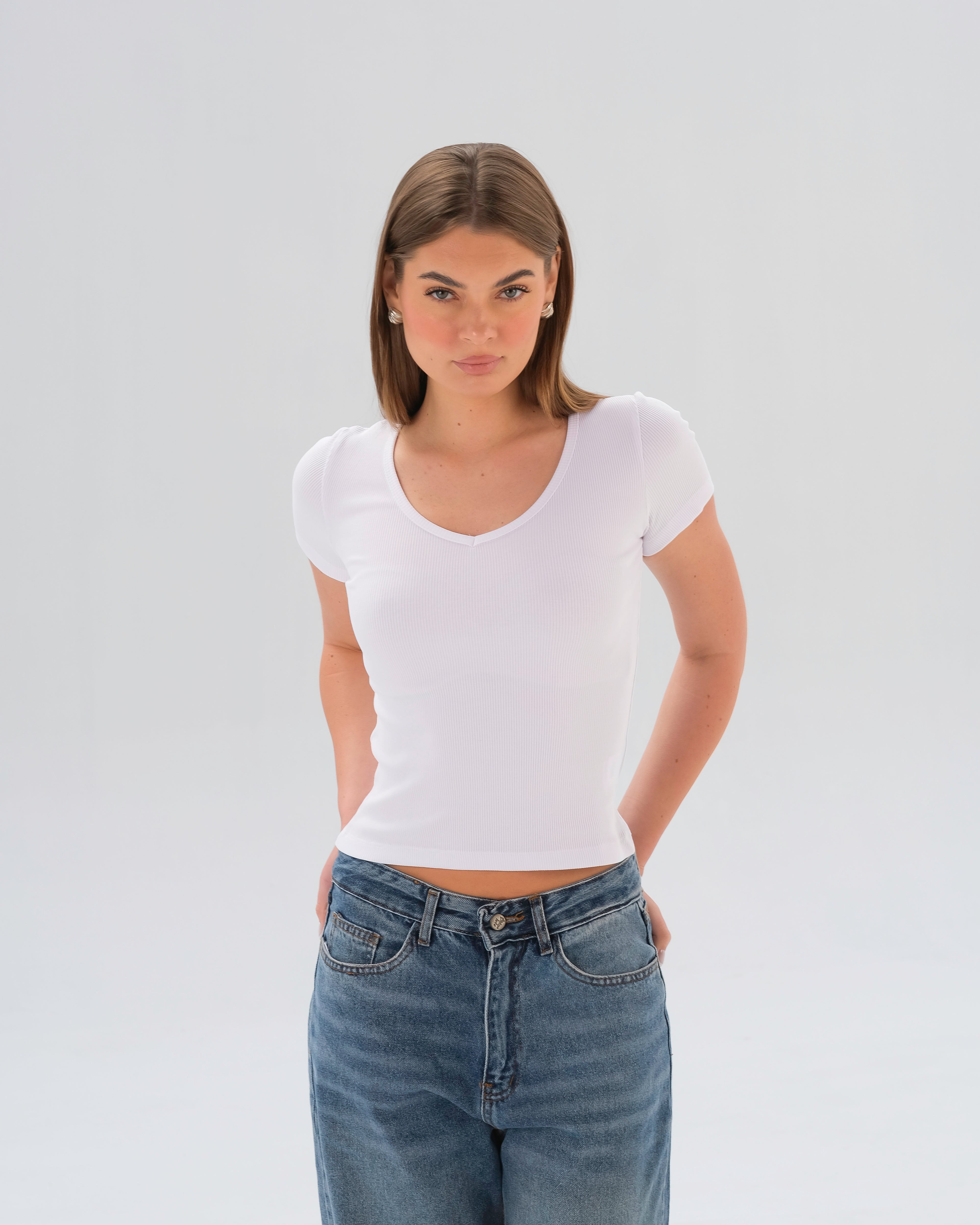 Ribbed V-Neck Top