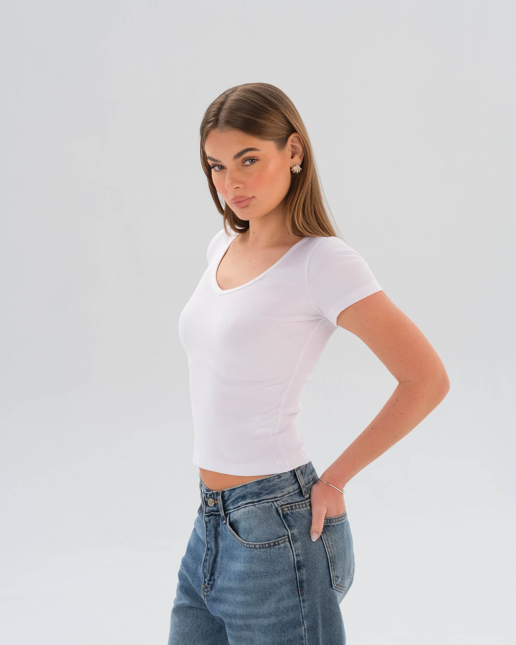 Ribbed V-Neck Top
