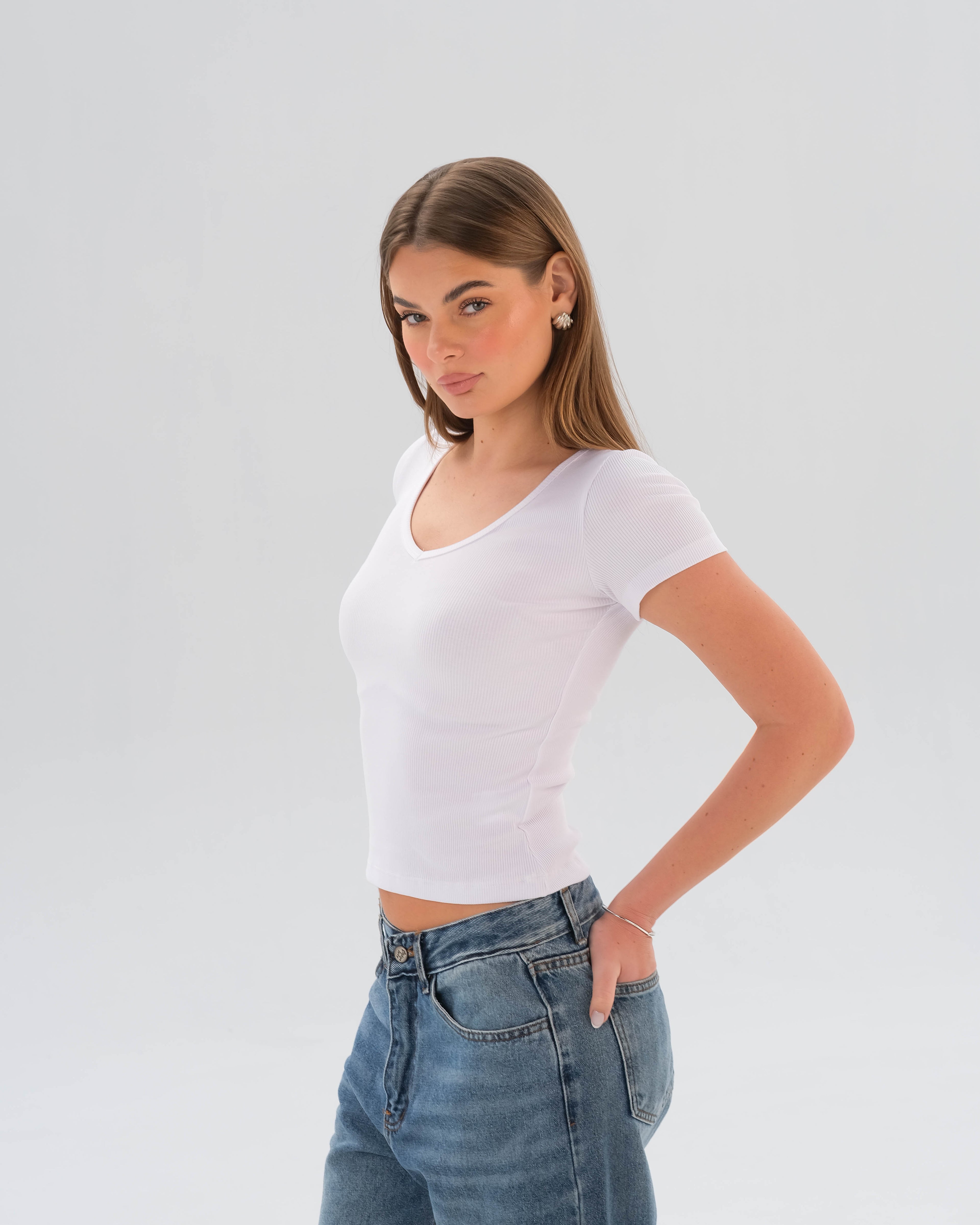 Ribbed V-Neck Top