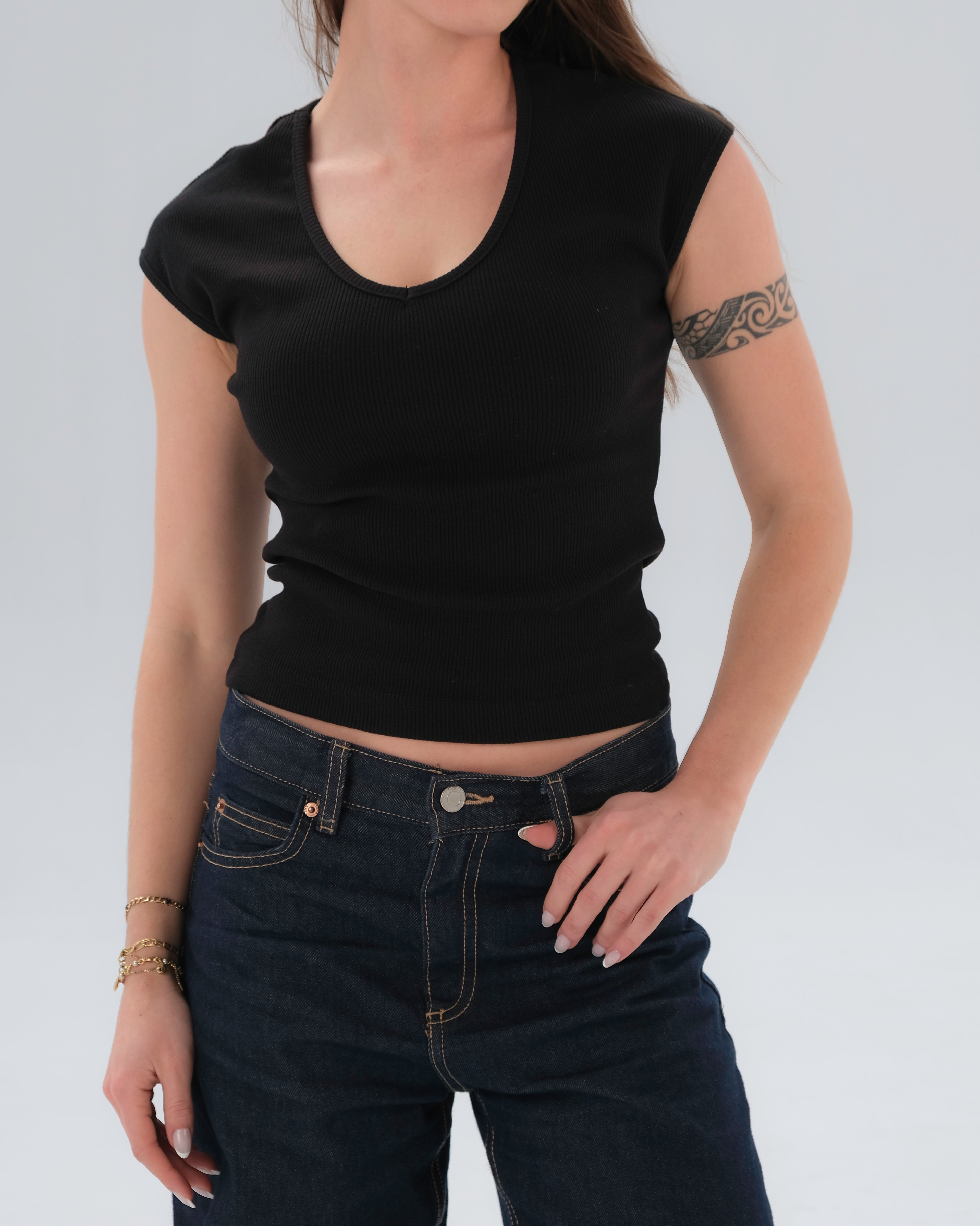 Cap Sleeve Ribbed Top