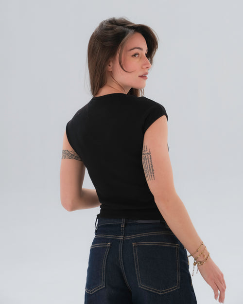 Cap Sleeve Ribbed Top