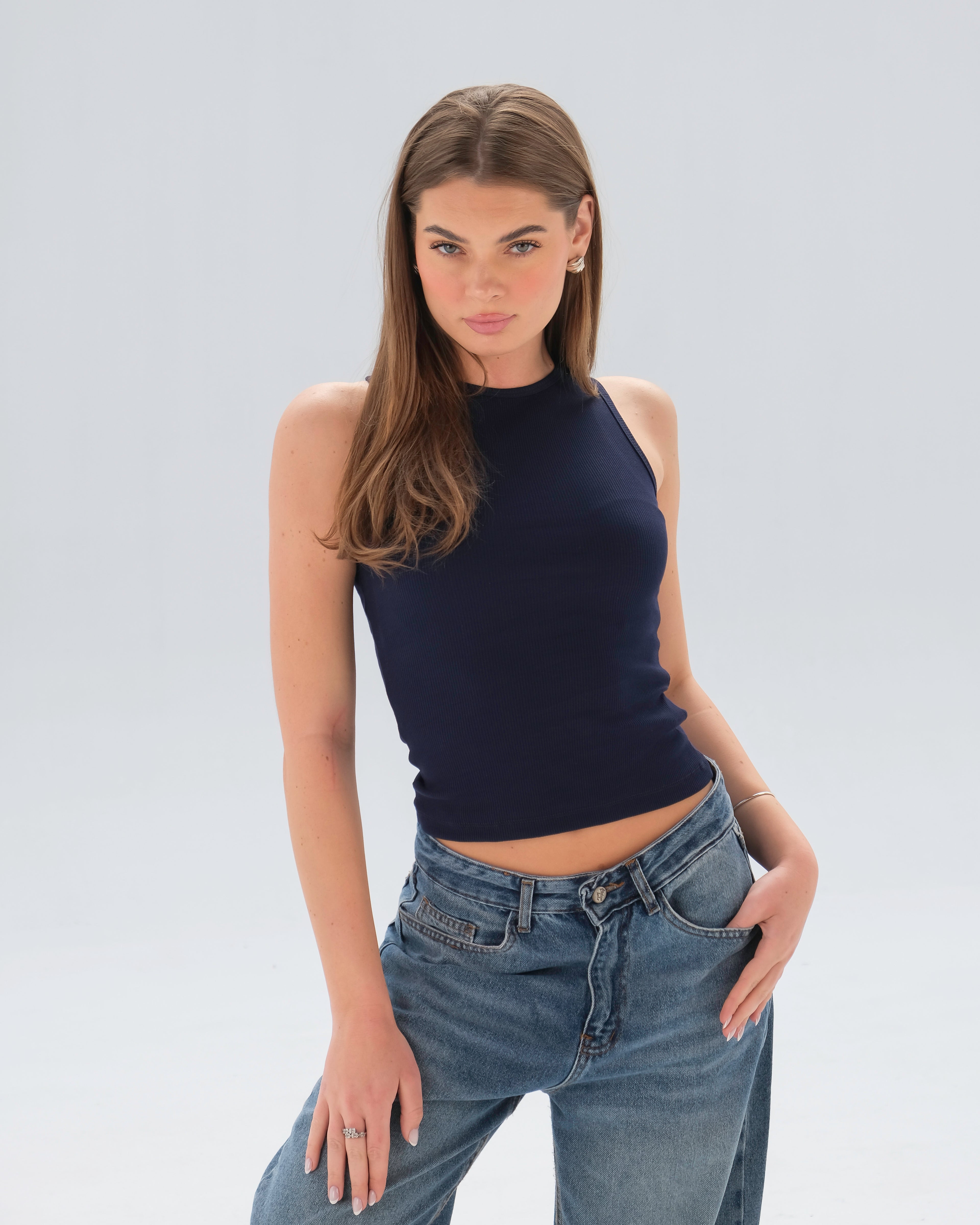 Ribbed Sleeveless Fitted Top