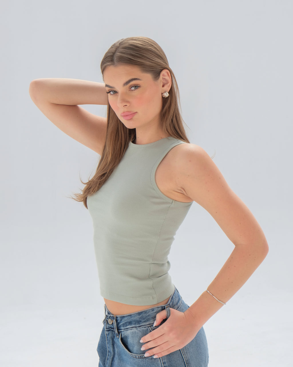 Ribbed Sleeveless Fitted Top