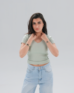 Ribbed V-Neck Top