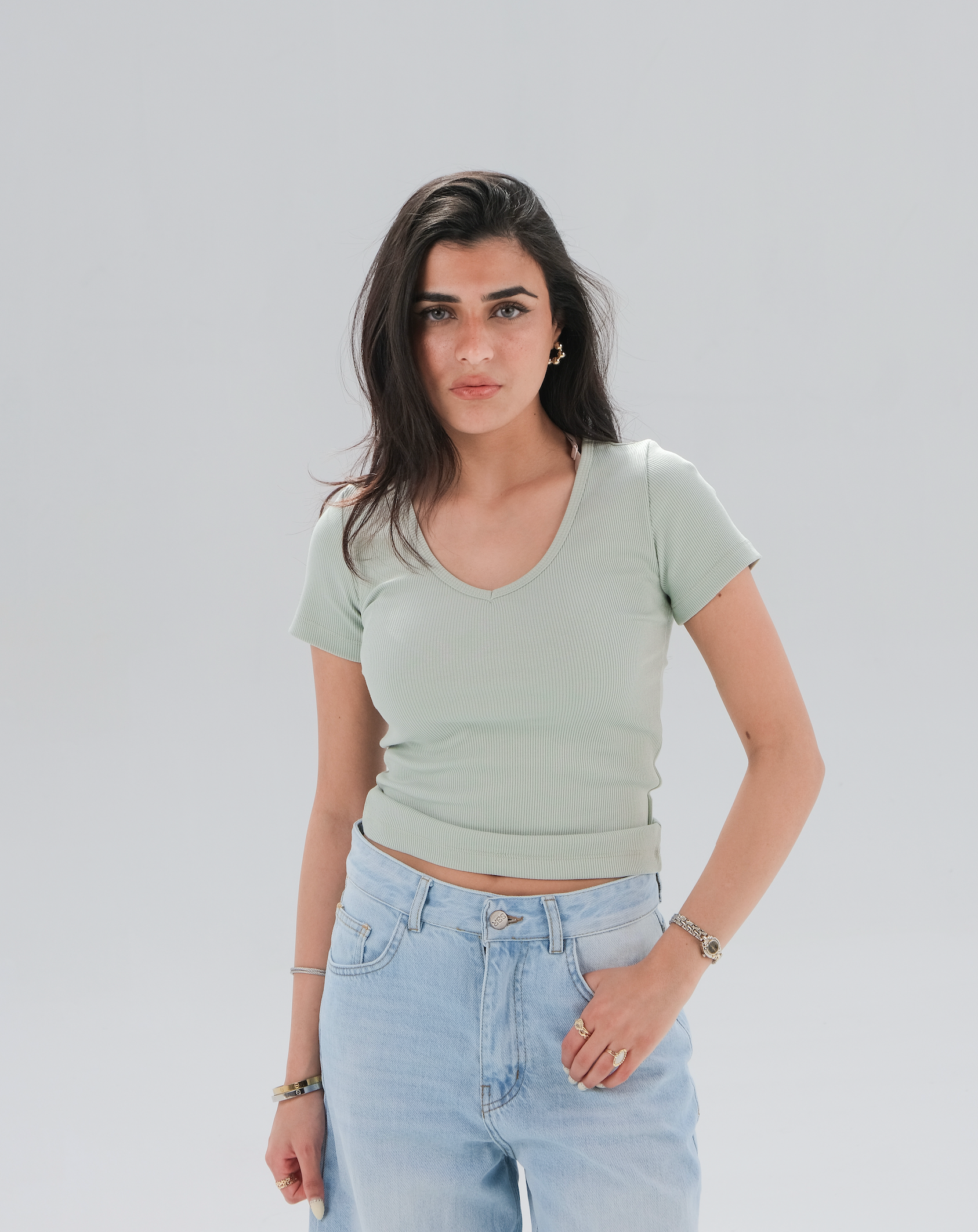 Ribbed V-Neck Top