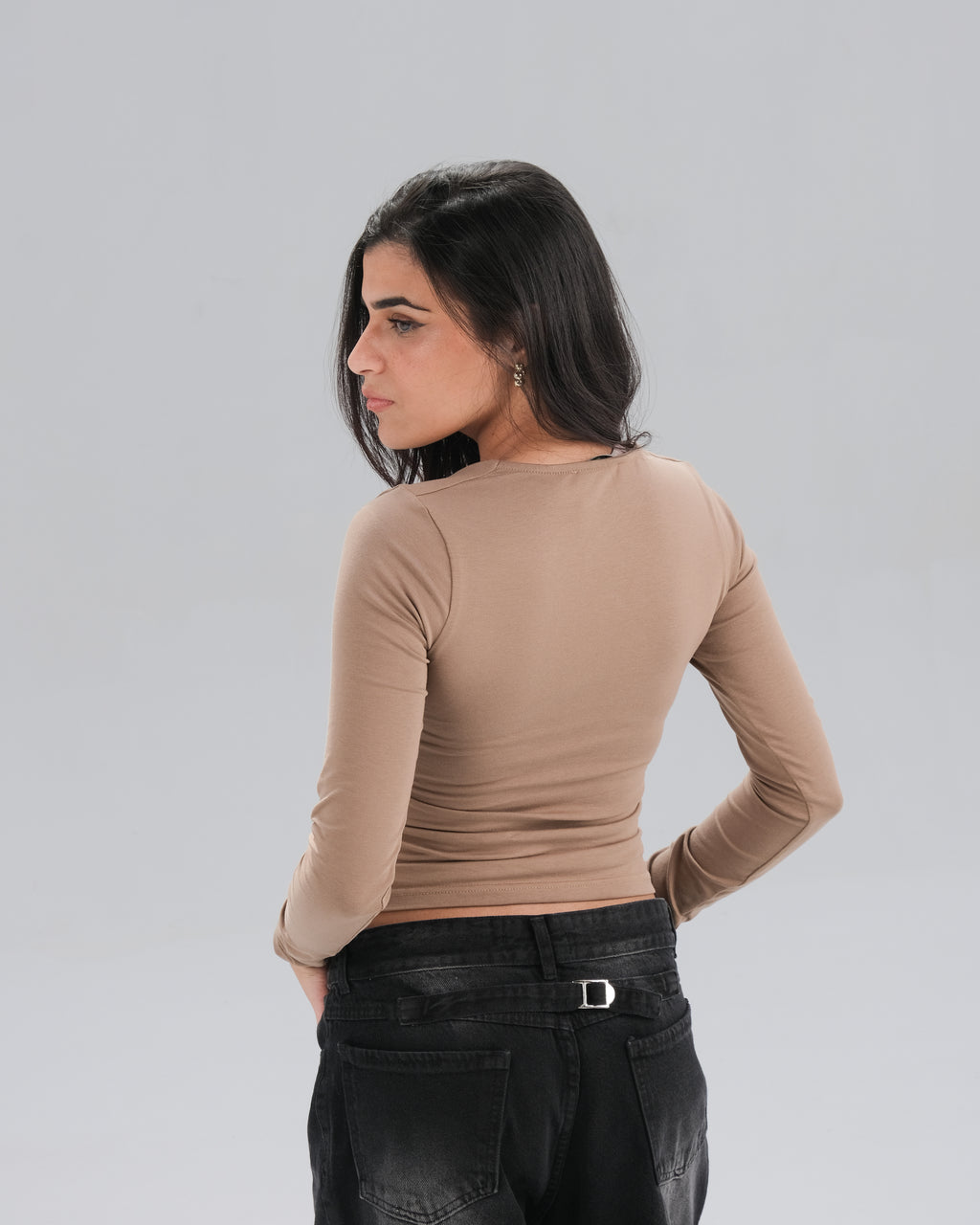 Square Neck Long Sleeve Top
