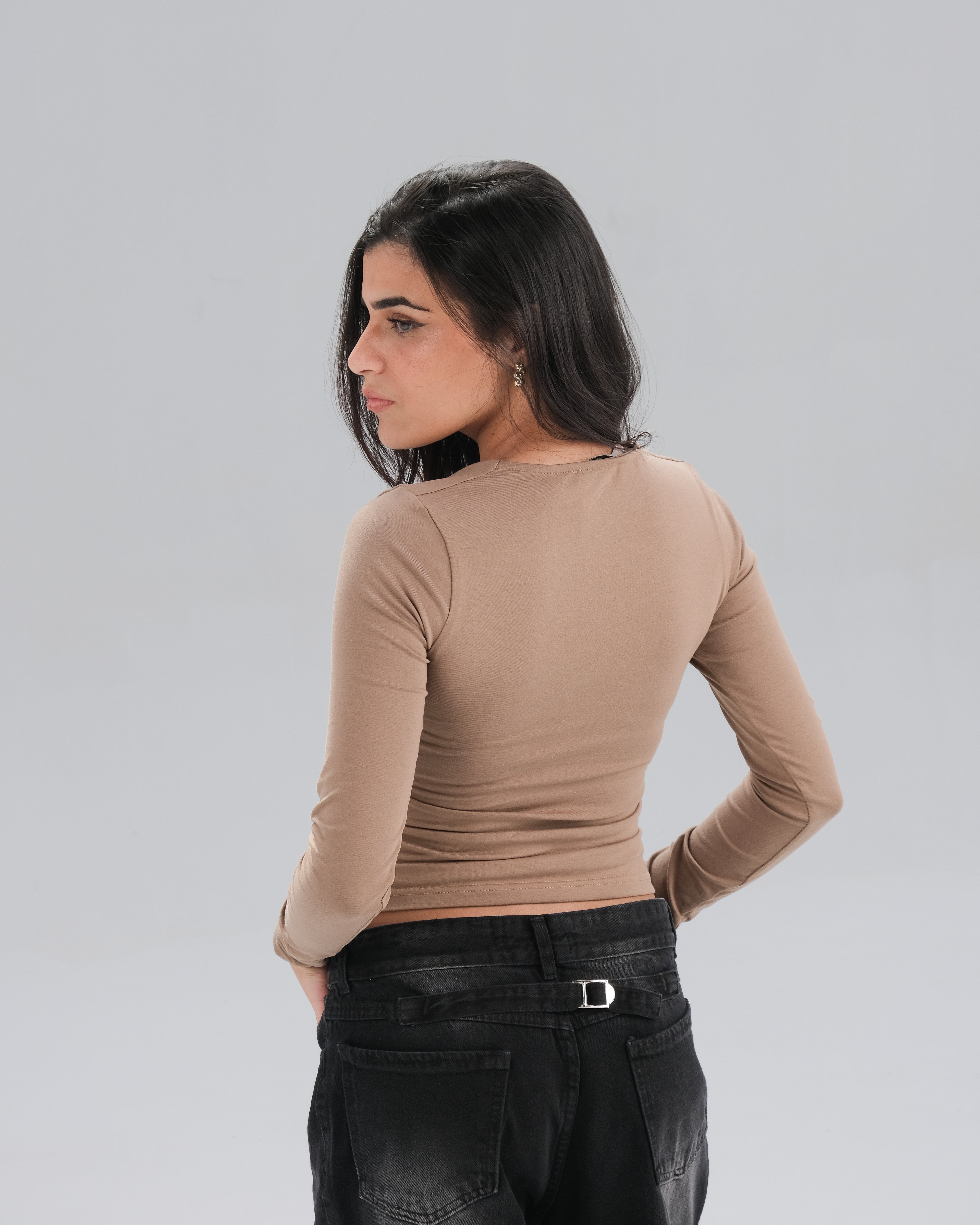 Square Neck Long Sleeve Top