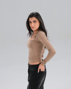 Square Neck Long Sleeve Top