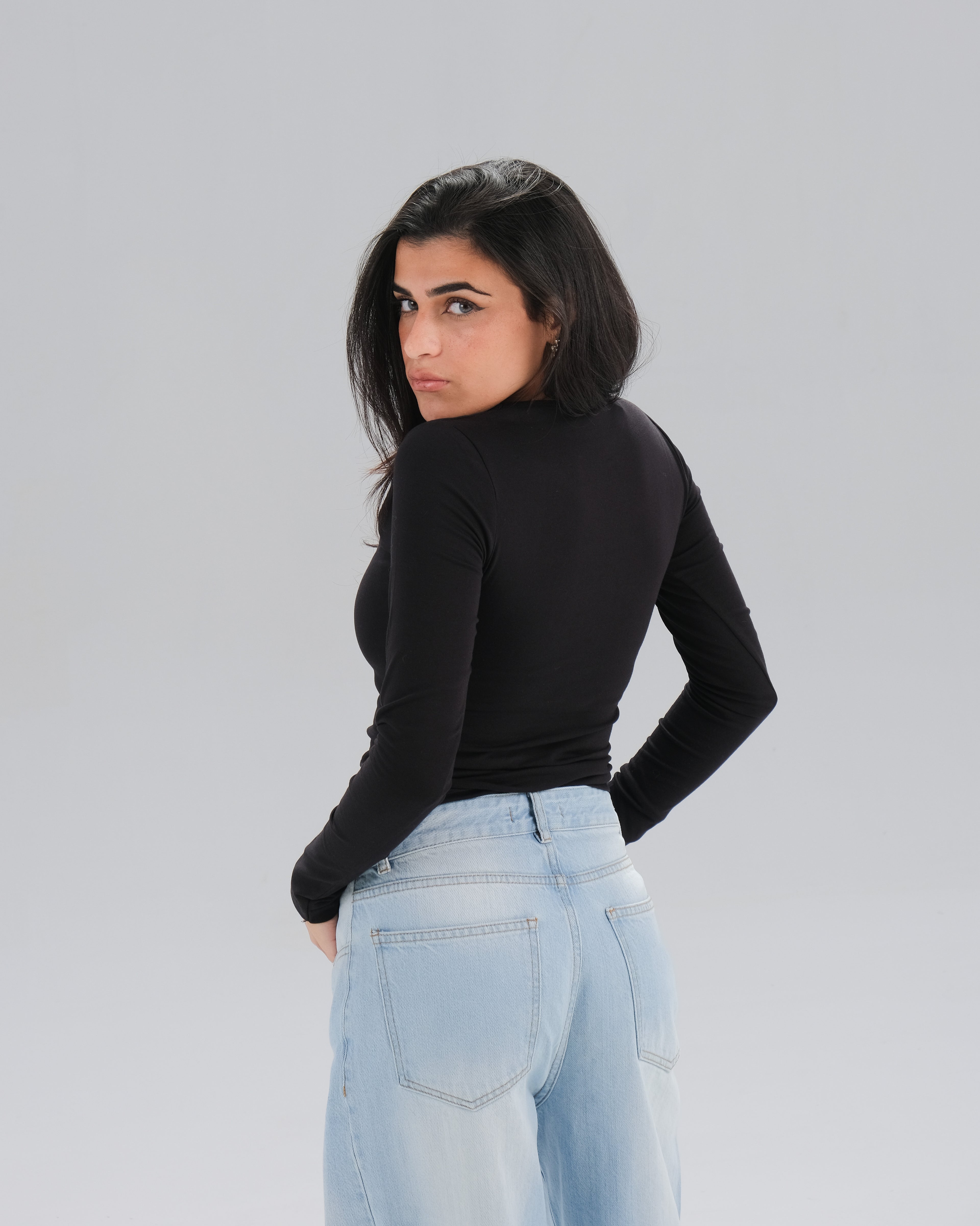 Square Neck Long Sleeve Top