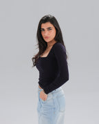 Square Neck Long Sleeve Top