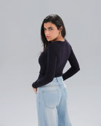 Square Neck Long Sleeve Top