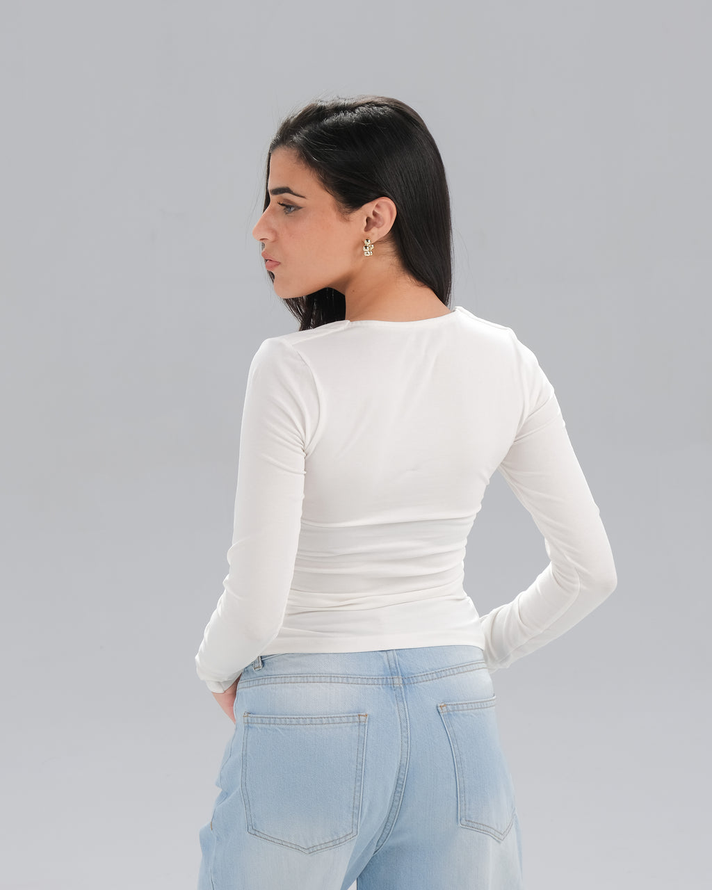 Square Neck Long Sleeve Top