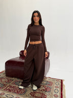 Brown Balloon Fit Sweatpants