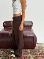 Brown Foldover Waist Sweatpants