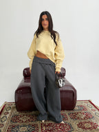Grey Foldover Waist Sweatpants