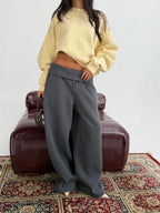 Grey Foldover Waist Sweatpants