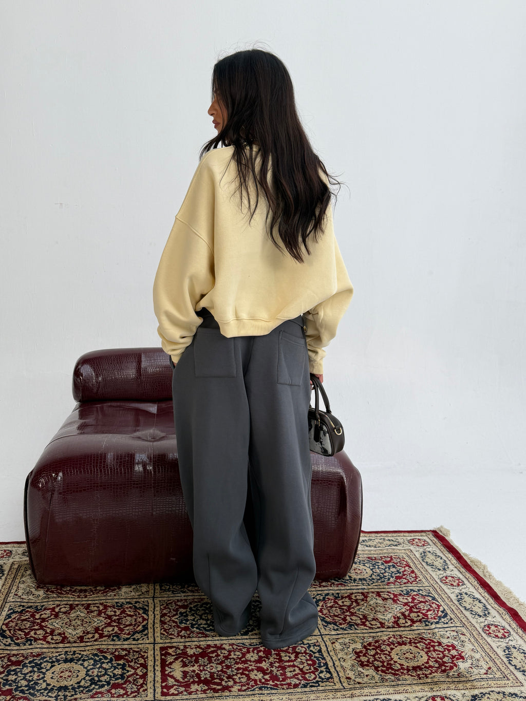 Grey Foldover Waist Sweatpants