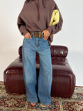 Blue Classic Wide-Leg Denim Pants