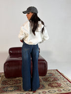 Dark Blue Relaxed Wide-Leg Denim
