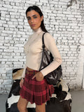 Creamy Beige Ribbed Turtleneck Knit Top