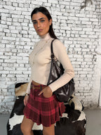 Creamy Beige Ribbed Turtleneck Knit Top